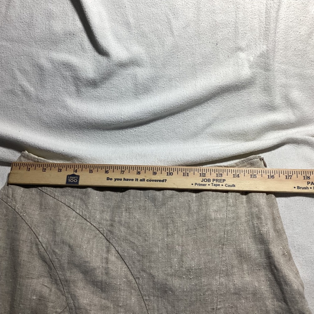Canvasbacks Vintage 100% Linen Paneled Midi Skirt Beige Oatmeal Made in USA 10 - Picture 8 of 10